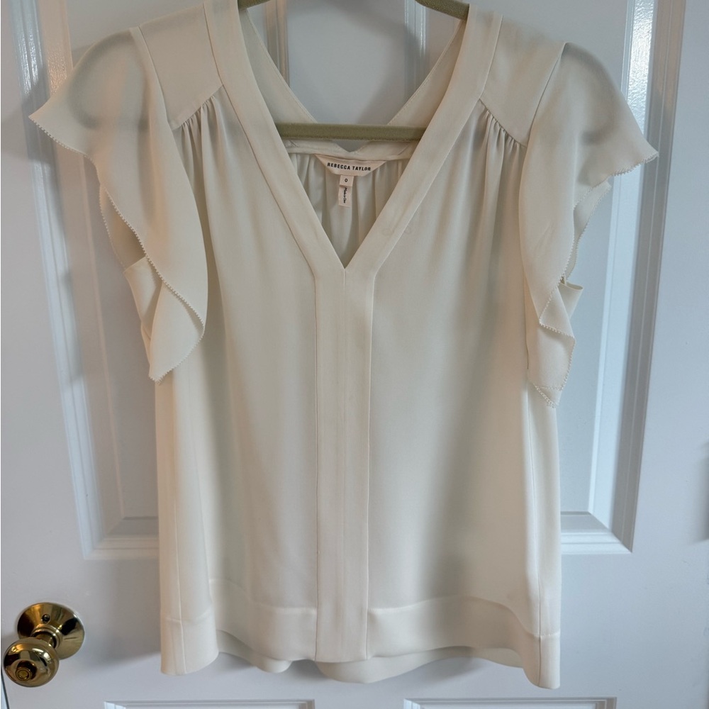 Rebecca Taylor Ivory Ruffle Sleeve Blouse